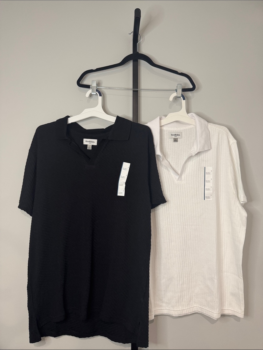 Goodfellow & Co Men’s Short Sleeve Polos Black & White Large New NWT